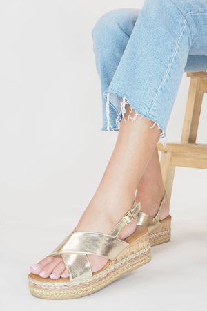 Laundry B Montesol Cross Front Sling Back Wedge Naturals